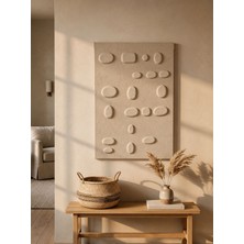 Misinko Doras Dekoratif Dokulu Tablo | 3D Kabartmalı Modern Bej Duvar Dekoru (50X70 Cm)