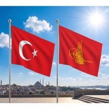 Punto Dizayn TRY Raşel Kumaş Bayrak ve Türkiye Cumhuriyeti Alpaka Kumaş Bayrak 2'li set 70x105