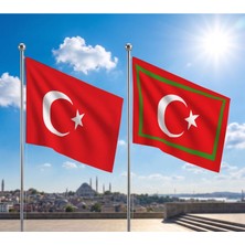 Punto Dizayn Try Raşel Kumaş Bayrak ve Türkiye Cumhuriyeti Alpaka Kumaş Bayrak 2'li Set 70X105