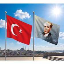 Punto Dizayn Try Raşel Kumaş Bayrak ve Türkiye Cumhuriyeti Alpaka Kumaş Bayrak 2'li Set 70X105