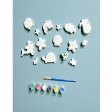 Major Hobi Taş Tozu Deniz Canlıları Boyama Seti 15’li – 6 Renk Boya ve Fırça (3–6 cm)