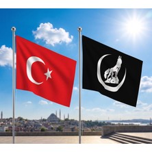 Punto Dizayn TRY Raşel Kumaş Bayrak ve Türkiye Cumhuriyeti Alpaka Kumaş Bayrak 2'li set 70x105