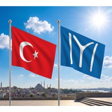 Punto Dizayn Try Raşel Kumaş Bayrak ve Türkiye Cumhuriyeti Alpaka Kumaş Bayrak 2'li Set 100X150 cm