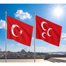 Punto Dizayn Try Raşel Kumaş Bayrak ve Türkiye Cumhuriyeti Alpaka Kumaş Bayrak 2'li Set 70X105