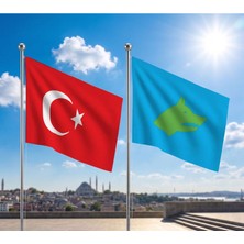 Punto Dizayn Try Raşel Kumaş Bayrak ve Türkiye Cumhuriyeti Alpaka Kumaş Bayrak 2'li Set 70X105