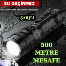Rabelix Su Geçirmez Şarjlı Zoomlu 3 Modlu 3400 Lümen 5WATT 500 Metre Menzilli El Feneri