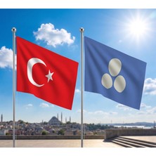 Punto Dizayn Try Raşel Kumaş Bayrak ve Türkiye Cumhuriyeti Alpaka Kumaş Bayrak 2'li Set 70X105