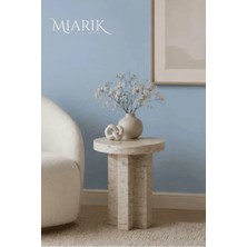 Miarik Design Giza-Traverten Yuvarlak Tabla ve Ayak Yan Sehpa