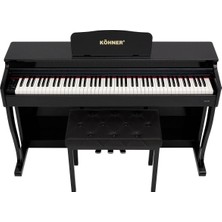 Köhner SLP-275 Bk 88 Tuşlu Dijital Konsol Piyano, Bluetooth, Tuş Hassasiyeti Özelliği ile Parlak Siyah