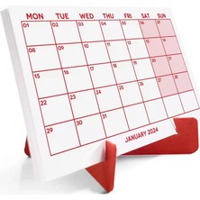 Bi'aldım Kırmızı Renkli Aylık Planlama 2027 Takvim, 2027 Masa Takvimi, Red Color Monthly Planner Calendar