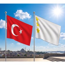 Punto Dizayn Try Raşel Kumaş Bayrak ve Türkiye Cumhuriyeti Alpaka Kumaş Bayrak 2'li Set 70X105