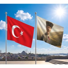 Punto Dizayn Try Raşel Kumaş Bayrak ve Türkiye Cumhuriyeti Alpaka Kumaş Bayrak 2'li Set 100X150 cm