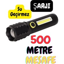 Rabelix 500 Metre Mesafe Su Geçirmez Metal Kasa El Feneri,şarjlı ve Pil Destekli X2000 Zoomlu