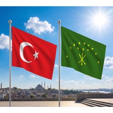 Punto Dizayn Try Raşel Kumaş Bayrak ve Türkiye Cumhuriyeti Alpaka Kumaş Bayrak 2'li Set 100X150 cm