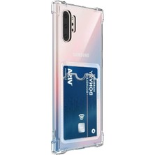 Kvy Samsung Galaxy Note 10 Plus Kamera Korumalı Kartlıklı Setra Şeffaf Silikon Kılıf