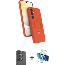 Marsilyan™- Galaxy A16 5g Kılıf Iz Işık Koleksiyonu - Siyah 3D Antistatik Seramik Nano Ekran Koruyucu + Raze Metal Kamera Lens - Sh