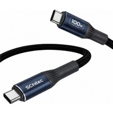 Schitec Type-C To Type-C 100W Süper Hızlı Şarj ve Data Kablosu Naylon Örgülü 1.2 Metre