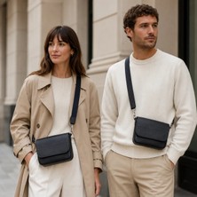 Oh Deer Leather Hakiki Deri Omuz Çantası – Günlük Şık Çapraz Çanta - Siyah