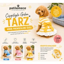 Patilemece Sarı Çizgili Köpek Elbisesi