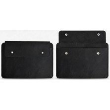 Oh Deer Leather Hakiki Deri Laptop Kılıfı 13-14 inç MacBook Air & Pro Uyumlu – Çift Bölmeli Minimal Sleeve - Siyah