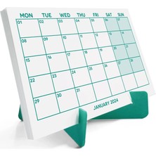 Bi'aldım Yeşil Renkli Aylık Planlama 2027 Takvim, 2027 Masa Takvimi, Green Color Monthly Planner Calendar