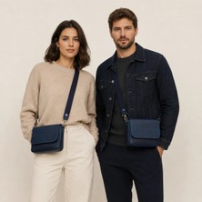 Oh Deer Leather Hakiki Deri Omuz Çantası – Günlük Şık Çapraz Çanta - Mavi