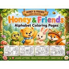Honey & Friends Alphabet Coloring Pages A-Z Ingilizce Alfabe Boyama Aktivite Kitabı