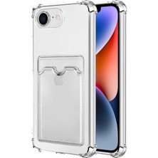 Kvy Iphone 16E Kamera Korumalı Kartlıklı Setra Şeffaf Silikon Kılıf Kırılmaz Ekran Koruyucu