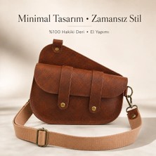 Oh Deer Leather Hakiki Deri Saddle Bag Çapraz Çanta –  Premium Tasarım Günlük Omuz Çantası - Kahverengi