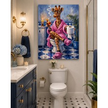 Othello Art Wc ve Banyo Dekoruna Özel Komik Zürafa Kanvas Tablo