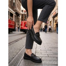 Fort Ventes 35838 Siyah Cilt Toka Detaylı Rahat Loafer Kadın Ayakkabı