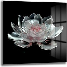 GLAZELLA Ethereal Cam Lotus Çiçeği Cam Tablo: Zarafetin Yansıması