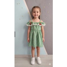 Yağmur Giyim Pembiş Pitikare Desenli Kişrazlı Gofre Kumaş Kız Çocuk Elbise 1-5 Yaş 904