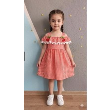 Yağmur Giyim Pembiş Pitikare Desenli Kişrazlı Gofre Kumaş Kız Çocuk Elbise 1-5 Yaş 904