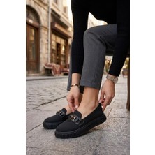 Fort Ventes 346415 Rahat Taş Toka Aksesuarlı Triko Loafer Kadın Ayakkabı