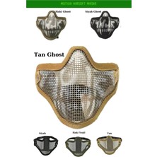 Bosile Airsoft Yüz Maskesi Tan Ghost Koruyucu Pro Çelik Tel Maske