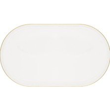 Porland Chopin Altın Yaldız Kayık Tabak 32CM Krem Tekli