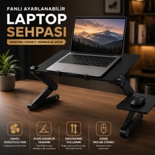 Velkar Katlanabilir Laptop Sehpası Çift Soğutuculu Mouse Padli Ayarlanabilir Laptop Masası