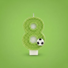 Yeşil Simli Pasta Mumu Doğum Günü Mum 1 Yaş Futbol Konsept