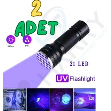 Rabelix 2 Adet Ultraviyole Fener, Mor Işıklı 21 Led'li Hayvan Dışkı Bakteri Para Kontrol Uv El Feneri