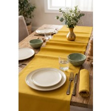 Rona Home Sarı Masa Runnerı Şık Sofra Dekorasyonu Leke Tutmaz Dekoratif Yemek Masası Örtüsü
