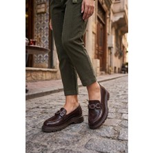 Fort Ventes 35836 Kahve Açma Toka Detaylı Rahat Loafer Kadın Ayakkabı