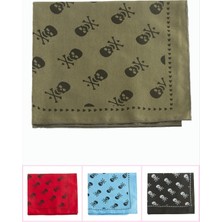 İlkyaz Fashion Kuru Kafa Desenli Keten Bandana 50*50