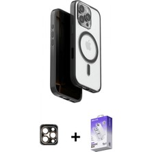 Pileli Store Pilelistore™ iPhone 16 Pro Max Kılıf Pusula Form Serisi - Siyah Bilvis 5in1 3D Magic Cam Ekran Koruyucu + Pvd Metal Kamera Lens - Gd