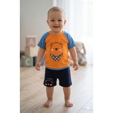 Simya Bebe - 2'li Takım. Ayı Baskı Desen Penye Tişört ve Şortlu - Erkek