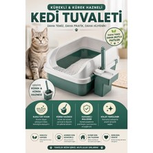 Funny Life Kürek Hediyeli Büyük Boy Kedi Tuvaleti – Kürek Hazneli, Elek Izgaralı Açık Kedi Kum Kabı 57X40 cm