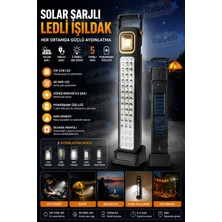 Rabelix Güneş Enerjili 2 Watt Cob LED + 48 Ledli Solar Şarjlı Işıldak 5 Farklı Mod Işıldak-Kamp Lambası
