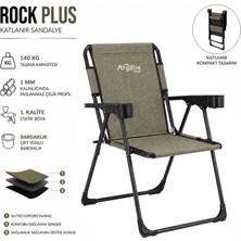 Argeus Rock Plus Katlanır Piknik Sandalyesi Gusto Haki Su İtici Oxford Kumaş ile 140 kg Kapasiteli