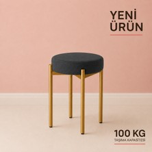 Edmonda Ev Aksesuar Cemre Tekli Puf Tabure Bench Makyaj Sandalyesi Gold Ayak