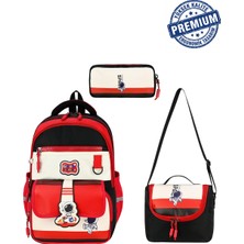 Alanç Gift Ultra Lüks Astronot Desen Premium Erkek Çocuk Ortopedik İlkokul Çantası Termal Beslenme ve Kalemlik